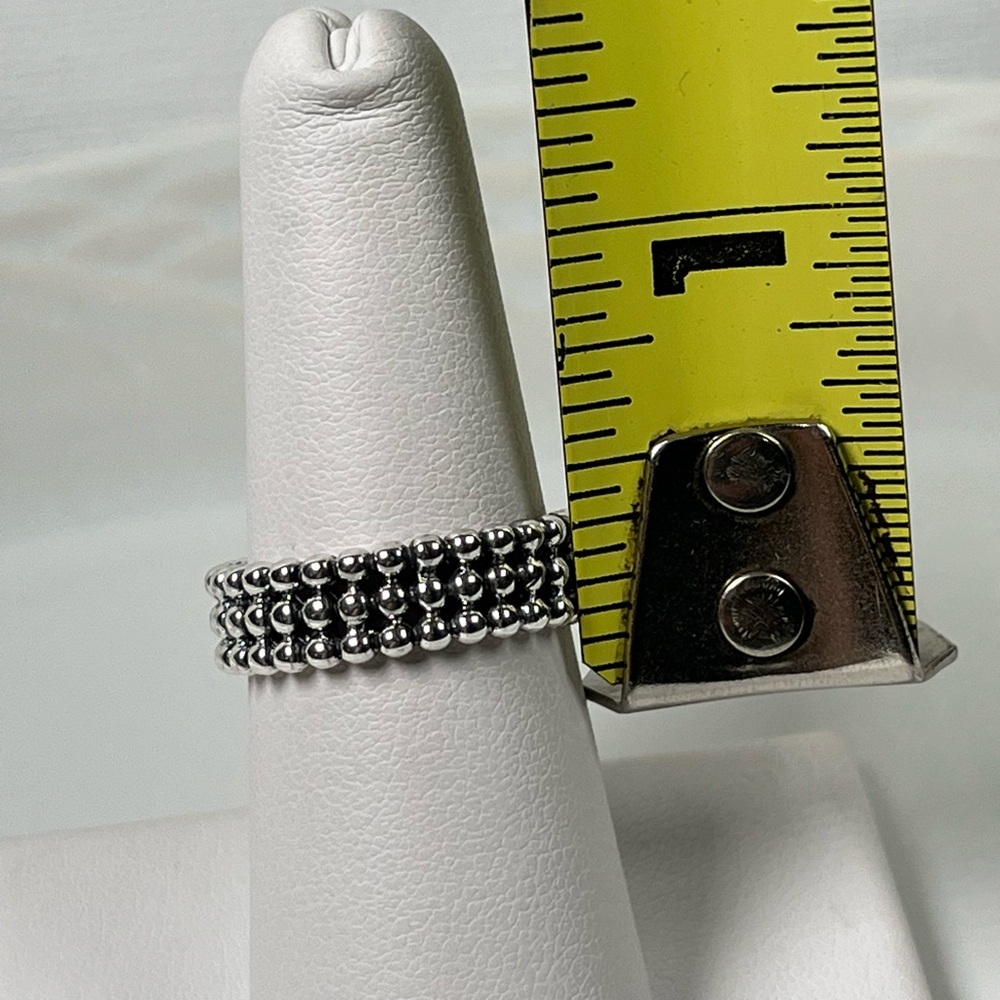 Solid 925 Sterling Silver Dotted Band Ring Size 7 - Picture 6 of 9